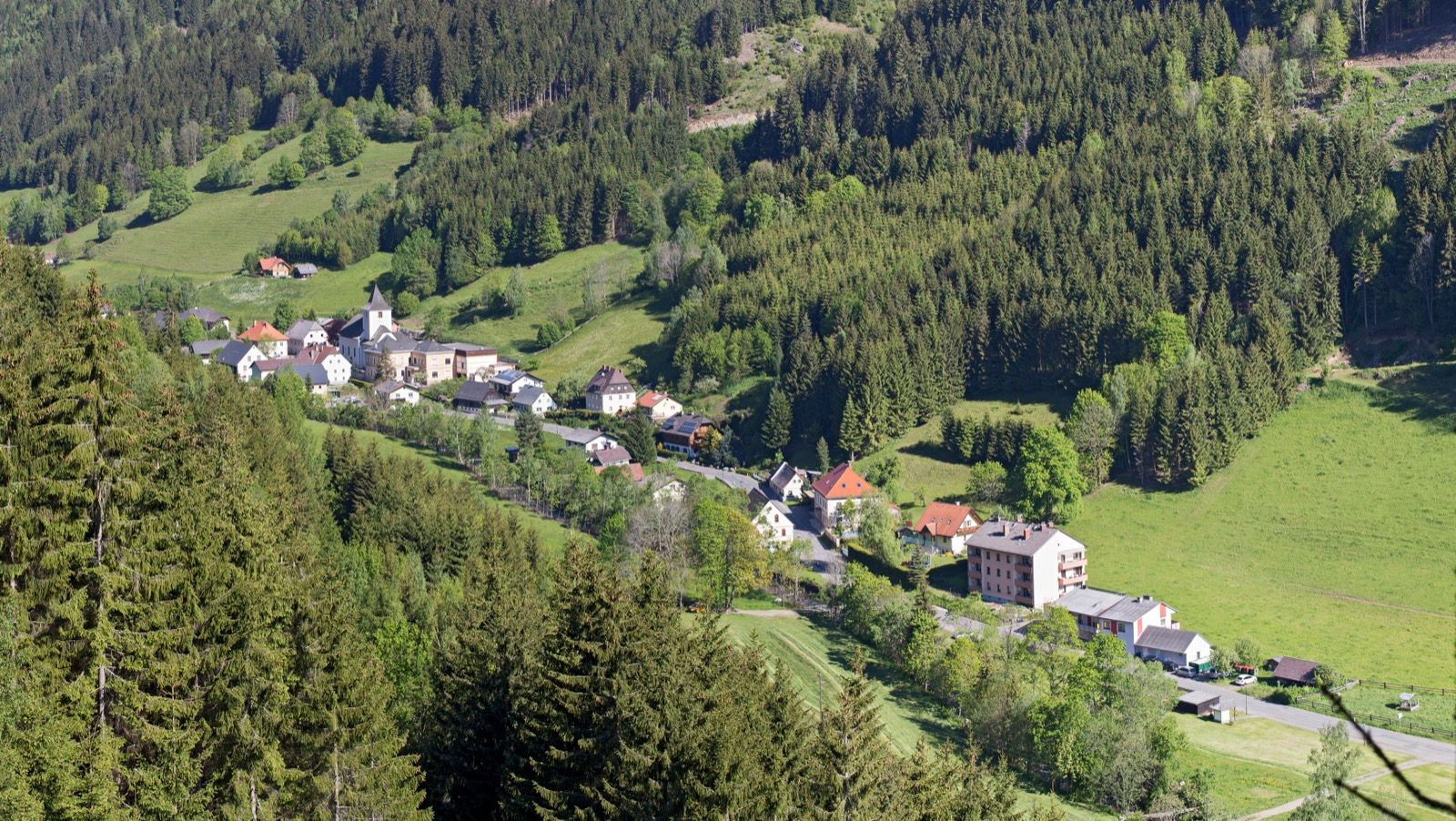 Das Dorf Gaal im obersten Talabschnitt, eingebettet in die Seckauer Alpen - hier beginnt die Talabfahrt.