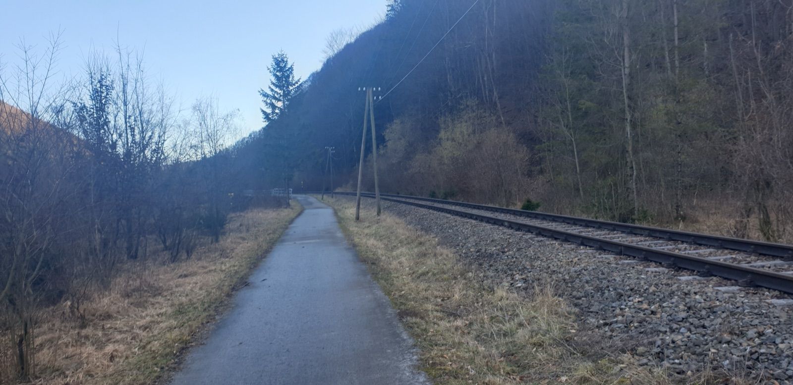 Asphaltierter Traisental-Radweg neben der Traisentalbahn im oberen Tal